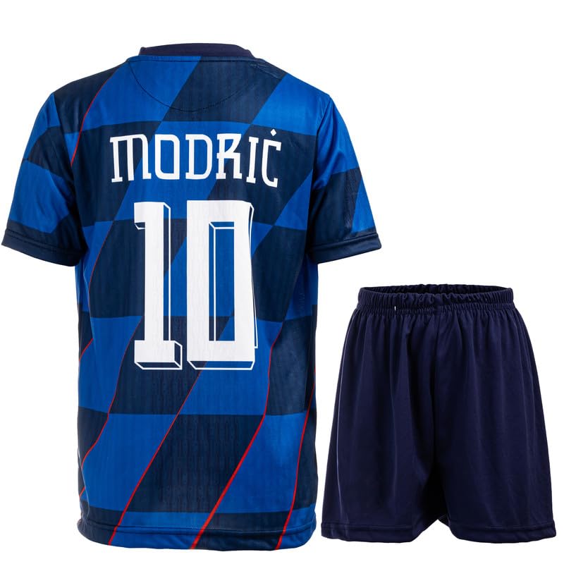 Hawkara Kroatien #10 Modric Auswärts Kinder Trikot mit Kurz, Fußball Trikot Set Neue Season Jugendgrößen (Blau/Marine,164)