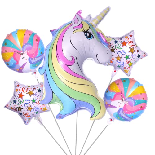 Kit 5 Bexiga Balão Unicornio Sereia Estrela Decoraçao Festa