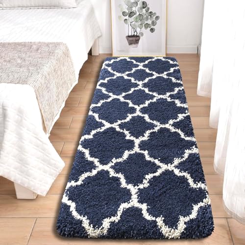 Image of 1.5x3 feet Soft Runner Rug for Living Room and Bedroom, Modern Indoor Floor Carpet with Non-Slip Backing, Comfortable Decorative Home Decor Rug, Easy Clean & Durable- (Blue M II, Rectangular)