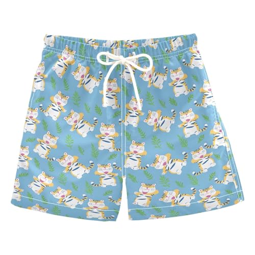 ALAZA Tiger Blue Boys' Swim Trunks Beach Shorts Quick Dry Swimsuit 5T