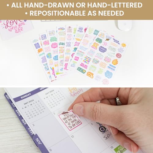bloom daily planners Inspirational & Motivational Quotes Planner Stickers (8 Sheets / 200+ Stickers) - Hand-Lettered Positive Cute Aesthetic Quotes for Decorating Organizers, Scrapbooks, Laptops, etc.