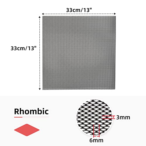 Image of AggAuto Universal 13 inchx13 inch Car Grill Mesh - Aluminum Alloy Automotive Grille Insert Bumper Rhombic Hole 3x6mm, 3Pcs One of the Most Multifunctional Shape Grids Black