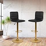 Flash Furniture Modern Black Vinyl Adjustable Bar Stool with Back, Counter Height Swivel Stool with...