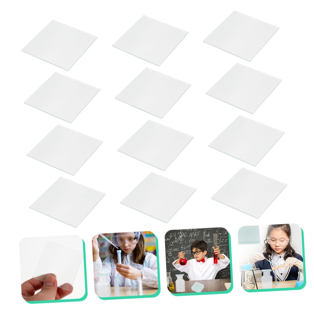 KICHOUSE 12pcs Glass Frosted Gas Cylinder Frosted Glass Plate Scientific Experimental Supplies