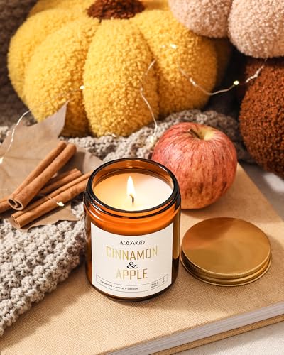 Image of AOOVOO Apple Cinnamon Candle - 9 oz Scented Candles, Aromatherapy Candle, Soy Candle for Home Scented