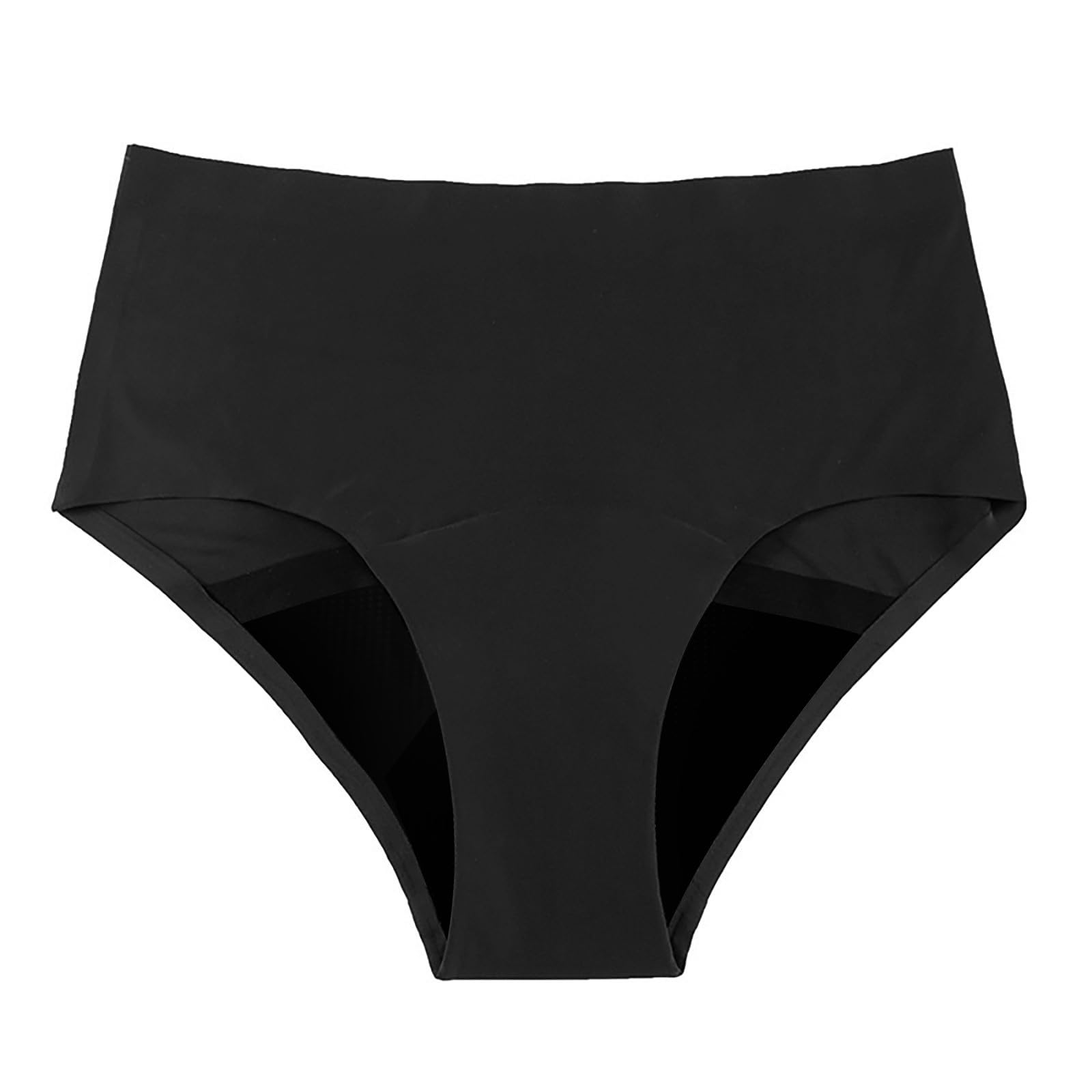 Generic 2024 - Ropa interior menstrual negra de cintura alta para mujer, retro, básica, cobertura completa, cintura media, parte inferior y parte superior