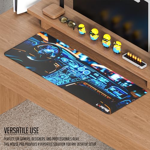 Image of Lapster Dashboard Design Desk mat (800 mm x 300 mm x 2 mm) Mouse pad Gaming | Mouse mat | Curated Stitched Edges| Non-Slip Rubber Base|Keyboard and Mouse pad for Home & Office(Dashboard)