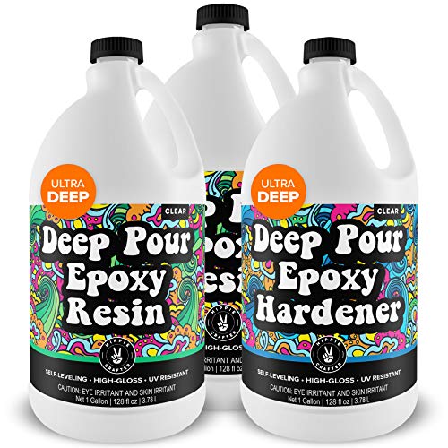 Deep Pour Epoxy Resin Kit Casting Resin Crystal Clear 3 Gallons Resin Epoxy Set Wood River Table Epoxy Bulk Gallon Size Epoxy Resin Deep Pour Liquid Single Pour Low Viscocity 2-4" Pours Glass & Molds