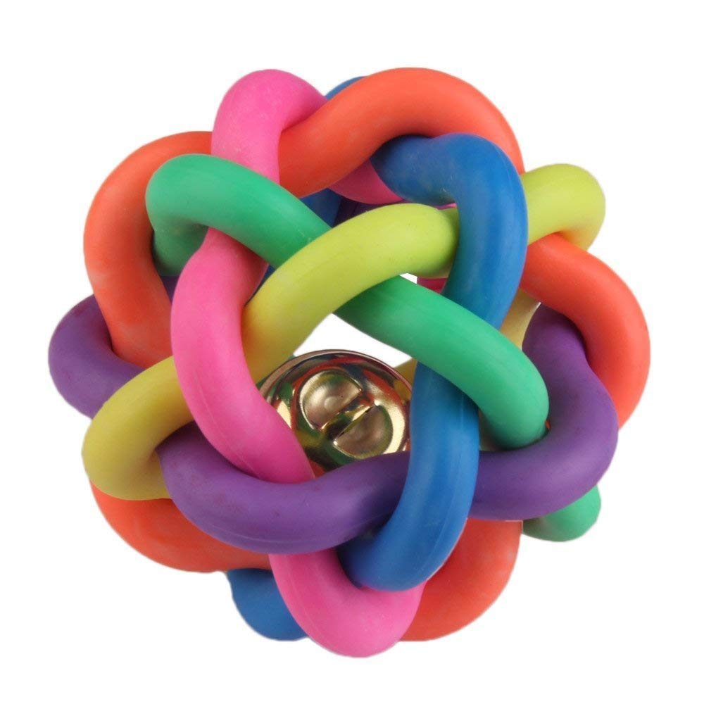 PETS EMPIRE Dog Cat Pet Woven Rubber Balls with Inner Bell (Colorful Squeaky Rainbow) (B01N22LOV9) Amazon Price History, Amazon Price Tracker