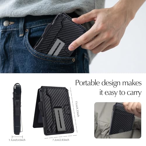 Wallet for Men, RFID Blocking Smart Pop Up Card Wallet with ID Window, Front Pocket Mens Wallet with Money, ClipLeather Wallet with Pop Up Card Holder 9-13 Cards2