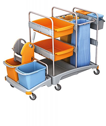 splast carro de limpieza con moppr Esse, 2 soportes de bolsa y cubos – 2 x 6L Cubo opcional, mit 6 l Eimern