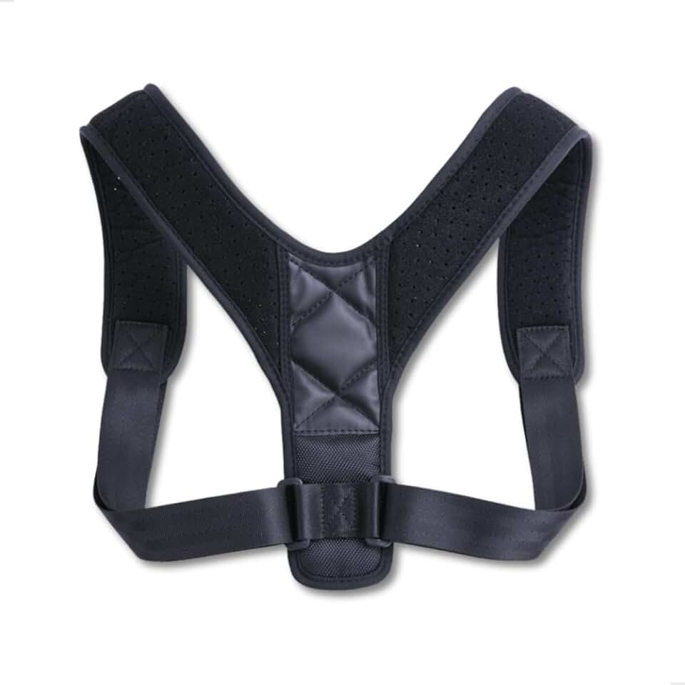 Corretor de Postura Ajustável Unissex, Suporte Ortopédico para Coluna e Ombros, Faixa Lombar Ergonômica em Preto, Alívio de Dores nas Costas, Cinta Corretiva para Postura Diária