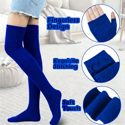 Image of Black and White Striped Arm Leg Warmers Sleeves Set Rainbow Socks Knee High Fingerless Gloves Hand Thigh Warm