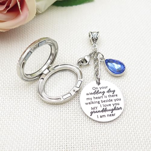 IDLAN Wedding Bouquet Locket Charm Rhinestone Photo Frame Memorial Bridal Bouquet Charm Memorial Photo Keepsake Something blue4