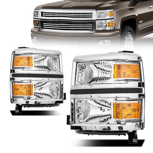 QLLUYTR Front Headlight Assembly for 2014-2015 Chevy Silverado Pickup - Replacement Headlamp Front Bumper Lights