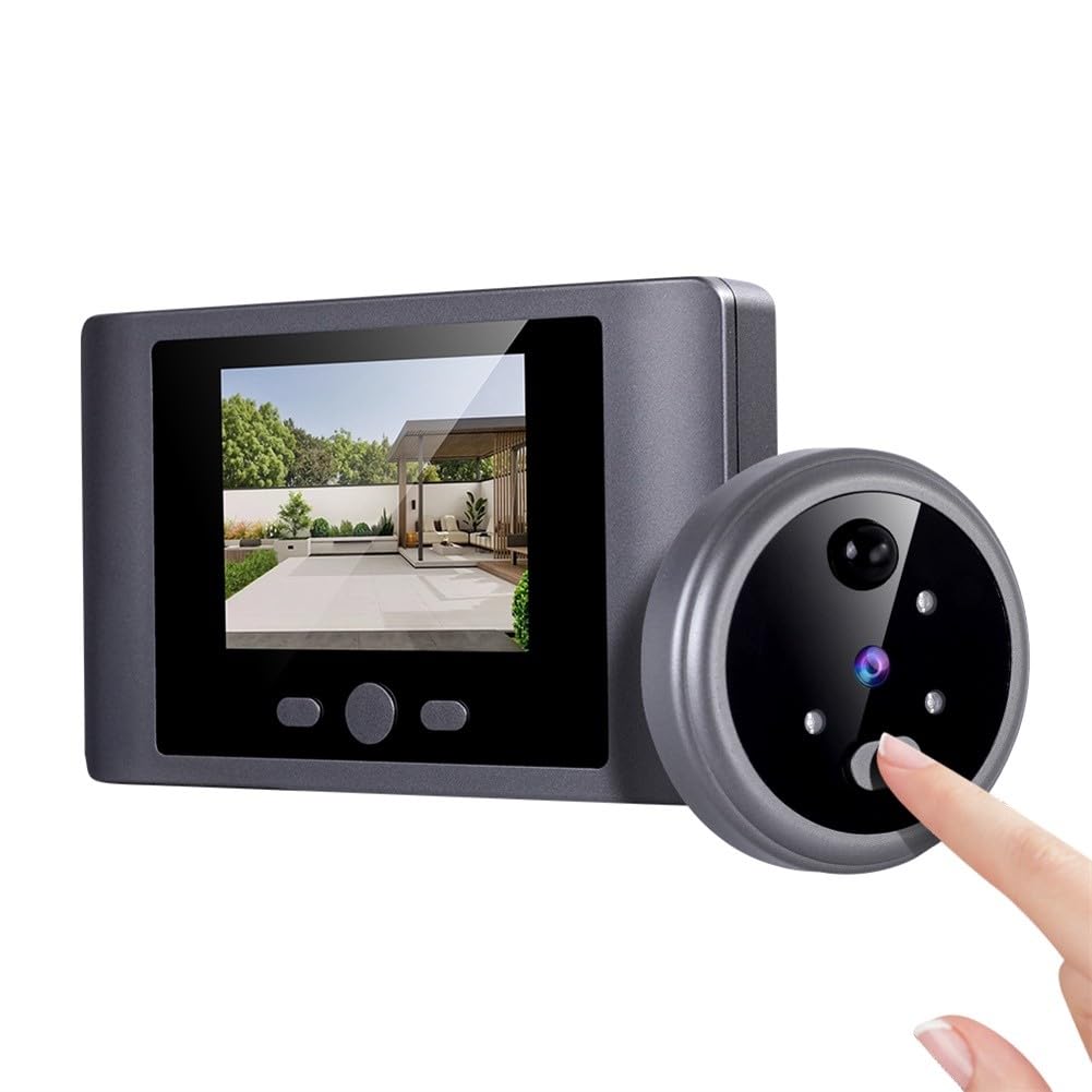 Telecamera intelligente wireless per campanello con schermo HD da 2,8", rilevamento del movimento PIR, visione notturna e ricaricabile tramite USB, 2000 mAh, per serratura spioncino