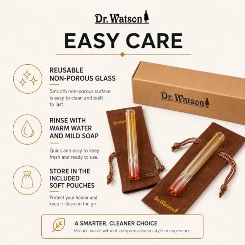 Boquilla hecha a mano Dr. Watson de cristal 7.6 cm para cigarrillos extra delgados 7