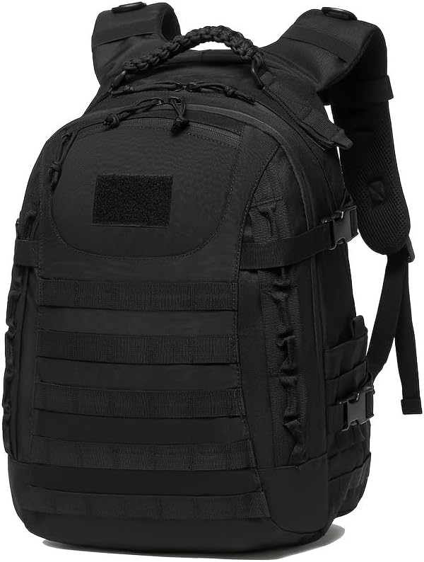 35L Outdoor Camping Backpack – Water-Resistant MOLLE Hiking Daypack, Lightweight Travel Rucksack for Trekking, Hunting (Black)