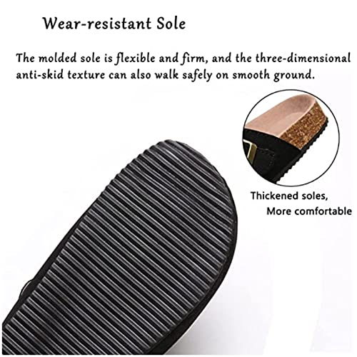 Eeuk Boston Suede Clogs For Women Men, Clogs Cork Suede Slippers Mules House Slipers With Arch Support And Adjustable Buckle Slip-On Potato Shoes Footbed Cork Clogs (Size:us 7,Color:khaki) #TOP5