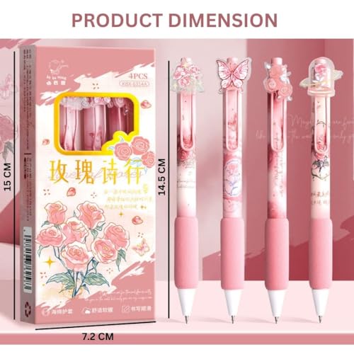 Image of Jaravik Gel Pens for Writing, 4 Pcs Butterfly Theme Gel Pen with Comfortable and soft Grip for Smooth Writing, Stationery for School & Office, Birthday Return Gift,- Black Ink