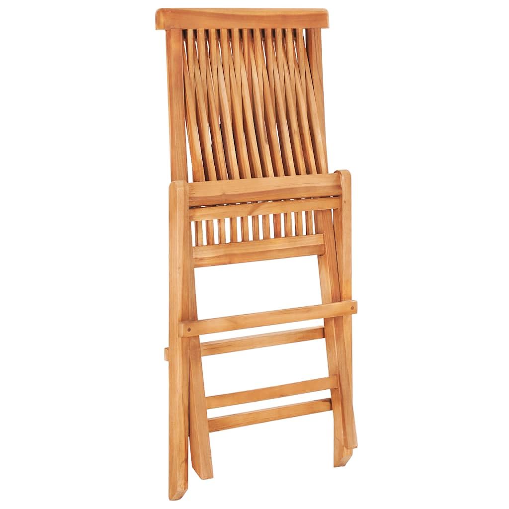 Juego de 3 piezas de madera maciza de teca con mesa y sillas plegables, incluye cojín de asiento para jardín, terraza o comedor