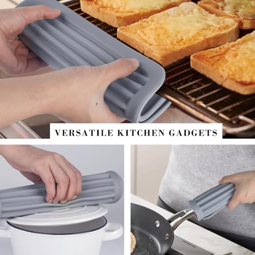 Image of 4 PCS Silicone Trivet for Hot Dishes, Hot Pads Trivets Mat for Hot Pots and Pans, Heat Resistant Silicone Hot-Mats, Pot Holders Jar Opener Tables-Mats for Countertop Drying Mat (Grey)