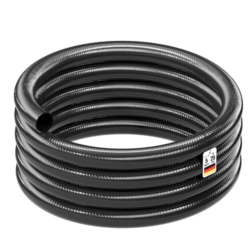 Wiltec Druck- und Saugschlauch 5m Teichschlauch 25mm 250g/m schwarz sehr gute UV-Beständigkeit Pumpenschlauch