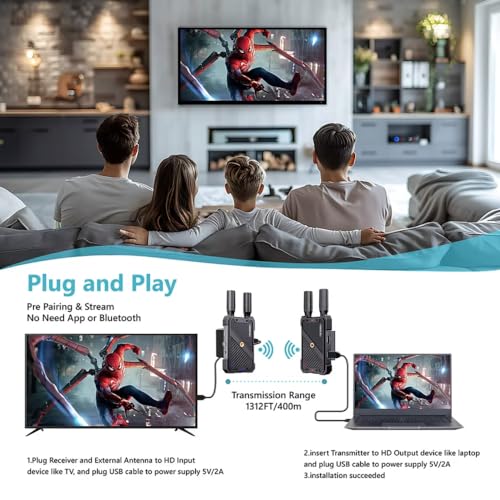 Image of Wireless HD HDMI Transmitter & Receiver VC-TX821 - Long-Range 400m Wireless Video System