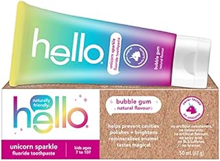Hello Unicorn Sparkle Fluoride Kids Toothpaste, Natural Bubble Gum Flavour, Vegan, SLS Free, 50 ml