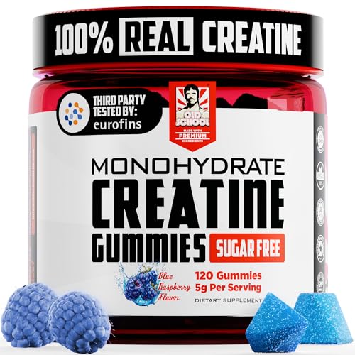 Old School Labs 5000mg Creatine Monohydrate Gummies, Optimized for Men and Women, Supports Lean Muscles & Recovery, Energy & Stamina - Real Creatine and Third Party Tested, 30 Servings, 120 Ct