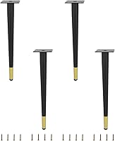 Vista 14 de Paquete de 4 patas para muebles, patas redondas cónicas para muebles, pie de metal resistente para sofá, armario, bar, cama, mesa, silla, sofá