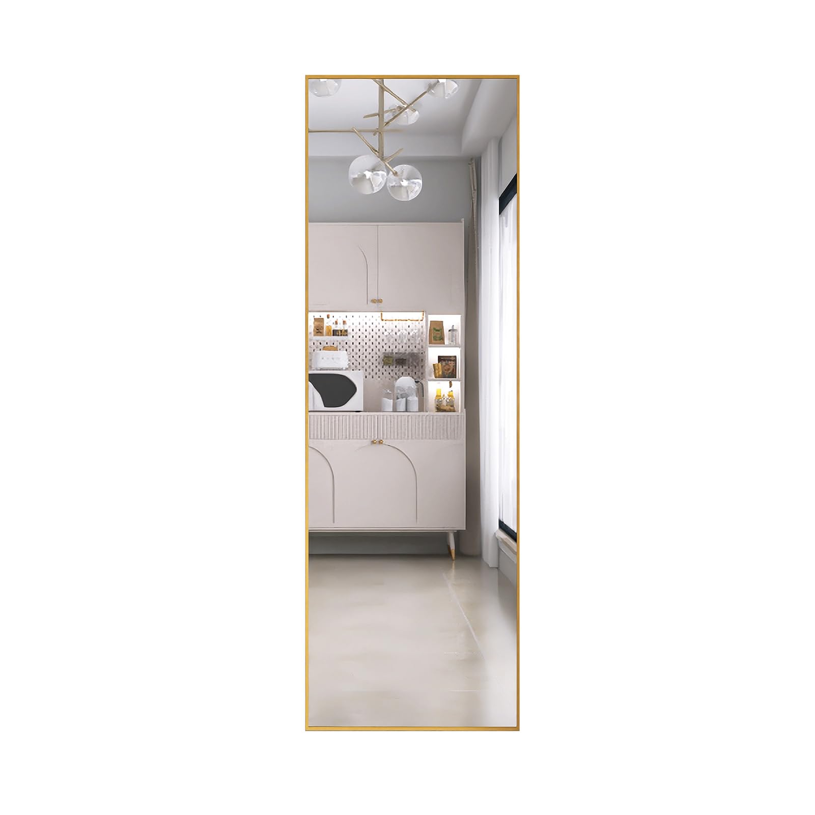 KeepGoon Klasyczne lustro stojące, 162 x 53 W, duże lustro na całe ciało, aluminiowa rama, prostokątne lustro kosmetyczne, idealne do salonu, sypialni, garderoby (złote)