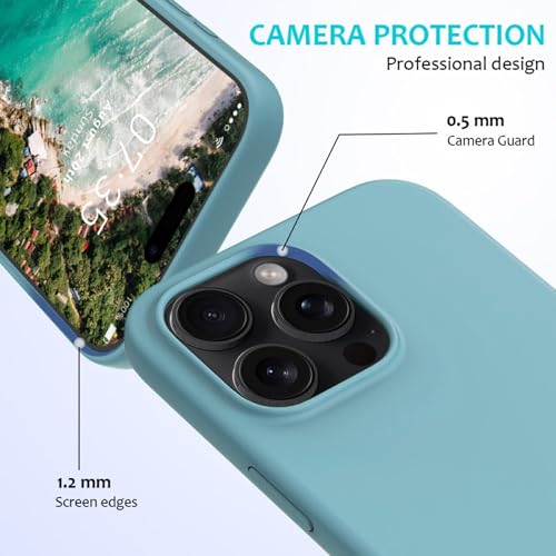 Image of FIRST MART Silicone Back Case for iPhone 16 Pro, Soft-Touch Phone Back Cover for Apple iPhone 16 Pro - Sky Blue