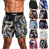 ROAR-INT BJJ Shorts Grappling Kickboxing Muay Thai Boxing Shorts MMA Fight Shorts for Men (US, Alpha, Large, Regular, Regular, Dead-Skull)