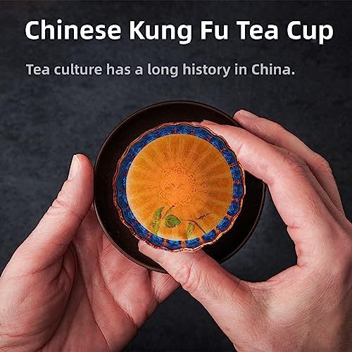 Hohcna Jianzhan Tenmoku Tea Cup With Peacock, 3D Chinese Kungfu Tea Cup Porcelain Master Teacup - 110 Ml(Blue Silver) #TOP5
