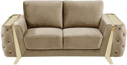 Miniatura 9 de Blackjack Furniture Lucca Collection - Sofás de terciopelo para sala de estar con marco tapizado de madera brasileña y patas de acero inoxidable,