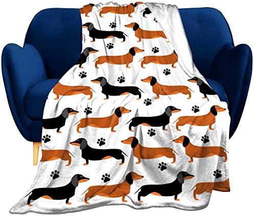 Dachshund Throw Blanket Bedding Super Soft Warm Flannel Blankets for Kids Adults Bedroom Living Room Sofa 50"x40"