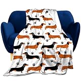Dachshund Throw Blanket Bedding Super Soft Warm Flannel Blankets for Kids Adults Bedroom Living Room