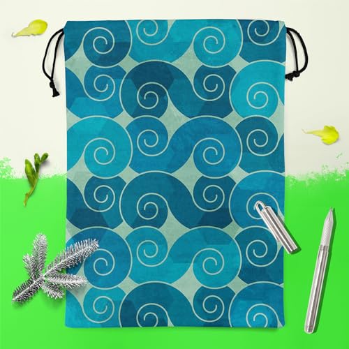 Image of ArtzFolio Spiral Waves | Reusable Sack Bag | Bag for Gym, Storage, Vegetable & Travel