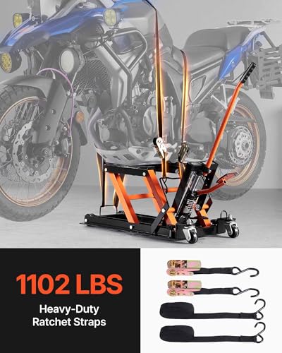 VEVOR Hydraulischer Motorradheber 700 kg Belastbar Motorrad Heber Motorradhebebühne Montagebock Motorrad, Einstellbare 120-385 mm Montagebock Motorradlift, Motoständer in Garage & Außenbereichen