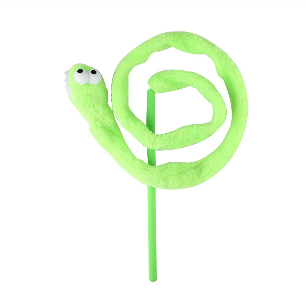 TOPINCN Gato Interactivo Juguete Divertido De Dibujos Animados En Forma De Serpiente Suave Felpa Teaser Mascota Gatos Gatito Ejercicio De Juguete Catcher Stick Stick(Verde)