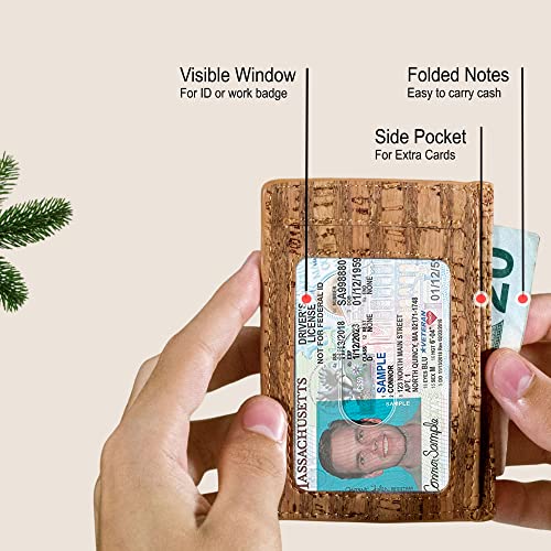 Image of Corkor Cork Card Holder Men - Cork Wallet - Vegan Leather - Minimalist Slim Front Pocket RFID