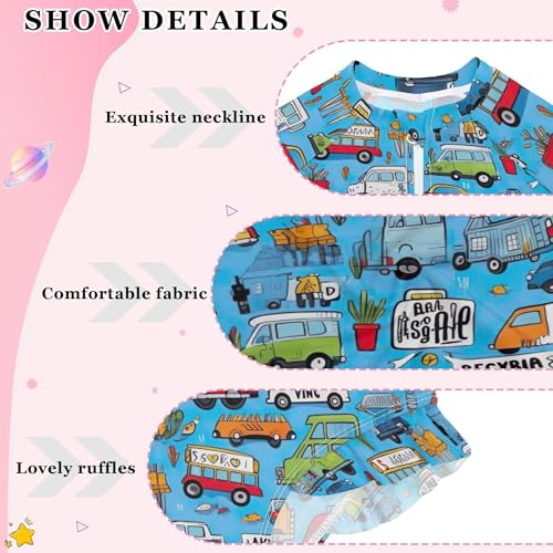 Car Toy Cute Girls Long Sleeve Rashguard Swimsuit UV Protection One-Piece Swimwear Bathing Suit B04027114