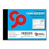 Cherry Carbonless Cash Receipt Book, 2-Part, with Loose-Leaf Writing Shield, A6 (4.1 x 5.8 Inches)...