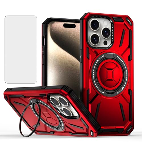Coque iPhone 15 Pro Max Asuwish avec protège-écran béquille et charge sans fil