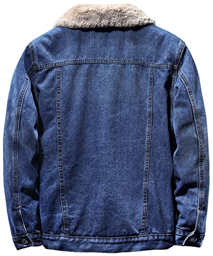 Image of EXEKE Men's Fleece Lined Denim Trucker Jacket Warm Winter Coats