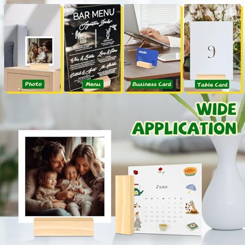 Image of 15Pcs 2.75x1.38 Inches Wood Table Number Stands, Wooden Place Card Holders, Acrylic Sign Holders for Wedding, Ceremony, Birthday, Party, Home Decoration, Events (3mm Slots)