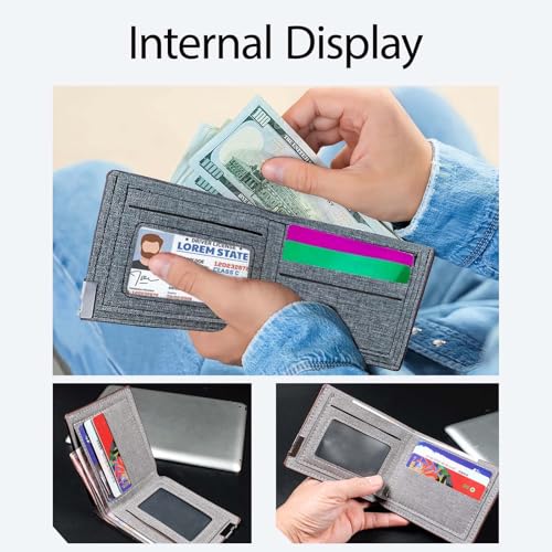 Mens Wallet Slim Credit Card Holder Wallet for Men and Boy, Man Small Wallet Bifold Credit Card Wallet Canvas Mens Slim Wallet Lightweight and Portable for Pants Pockets (Canvas, Black)3