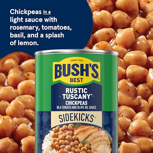 Image of Bush's Best Rustic Tuscany Chickpeas, 15.5 oz, (Pack of 12) | Canned, Source of Plant Based Protein and Fiber, Low Fat, Gluten Free