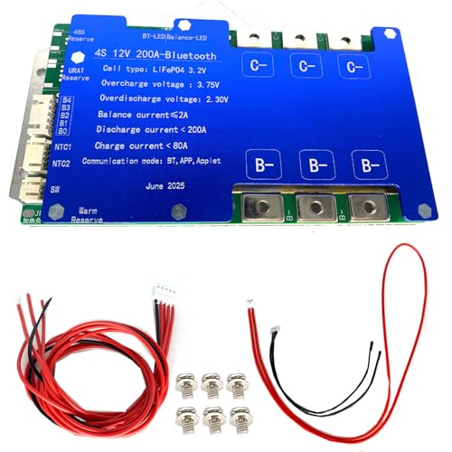 4S 200A 12V Smart BMS BT LiFePO4 Li-ion LTO Active Balance Adjustable Parameter Protection Board4